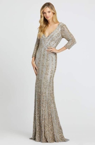 Crystal Embellished Sheath Evening Gown